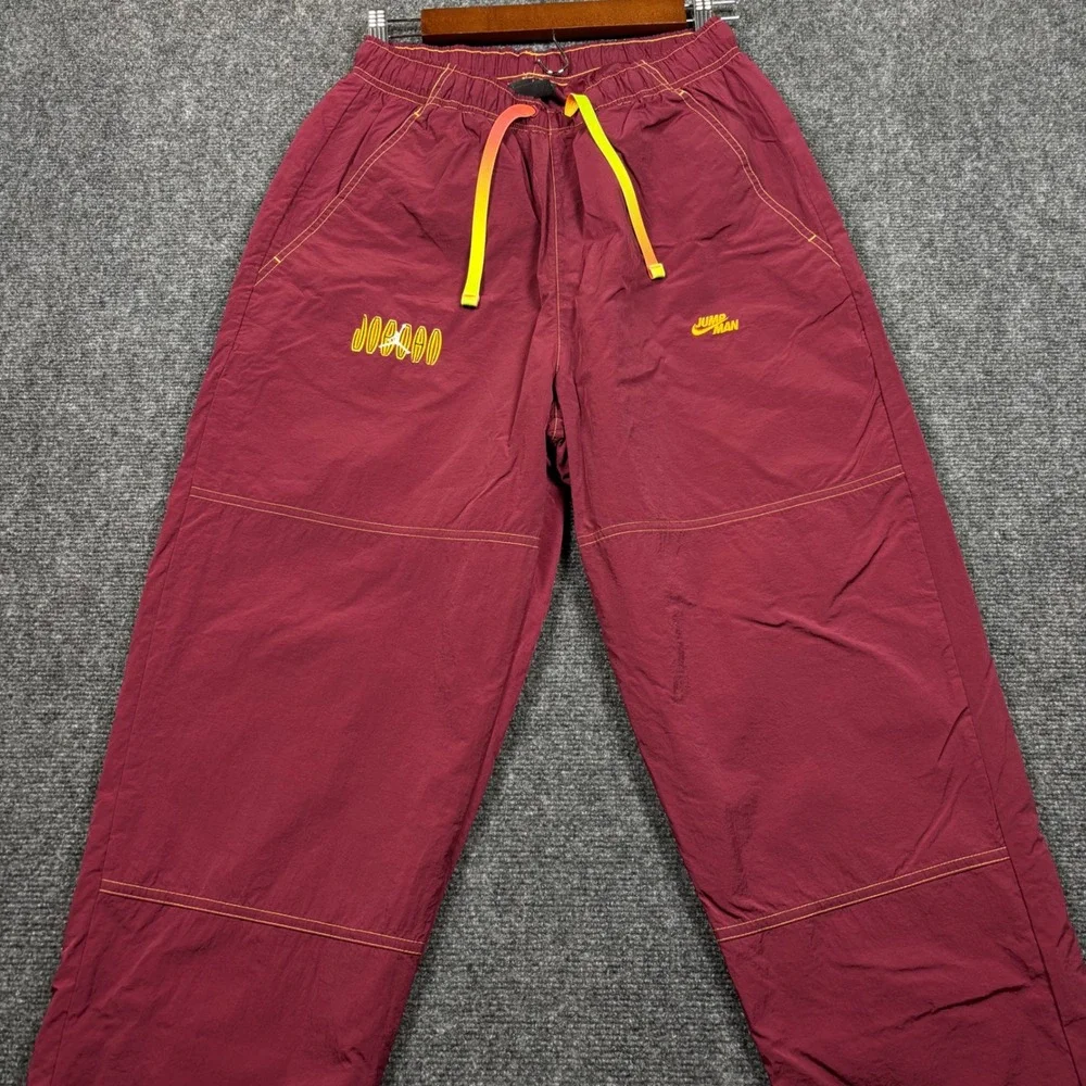 Jordan Jumpman Nylon Pants Mens Small Burgundy Drawstring Adjustable DV1613-680